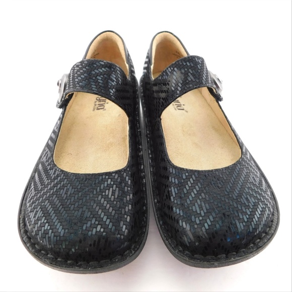ALEGRIA Black Textured Mary Jane Platform Flats 37 - Picture 3 of 8